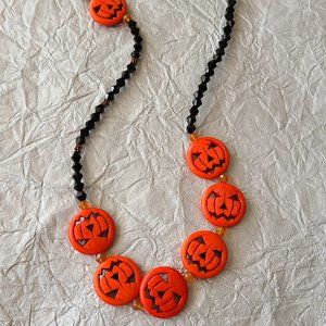 Pumpkin Handmade Necklaced-Halloween necklace-short necklace